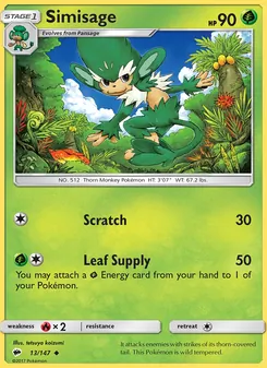 Simisage 13/147, carta de Pokémon de Sombras Ardientes