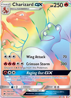 Charizard GX 150/147, carta de Pokémon de Sombras Ardientes