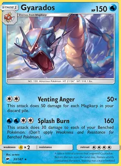Gyarados 33/147, carta de Pokémon de Sombras Ardientes