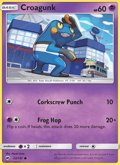 Croagunk 54/147, carta de Pokémon de Sombras Ardientes