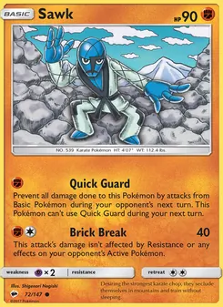 Sawk 72/147, carta de Pokémon de Sombras Ardientes