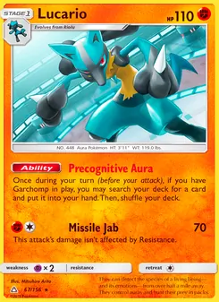 Lucario 67/156, carta de Pokémon de Ultraprisma