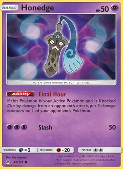 Honedge 46/131, carta de Pokémon de Luz Prohibida