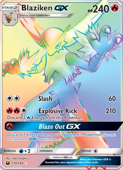 Blaziken GX 170/168, carta de Pokémon de Tormenta Celestial