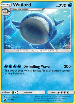 Wailord 40/168, carta de Pokémon de Tormenta Celestial
