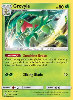 Grovyle 21/214, carta de Pokémon de Truenos Perdidos