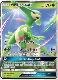 Virizion GX 34/214, carta de Pokémon de Truenos Perdidos
