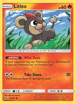 Litleo 50/214, carta de Pokémon de Truenos Perdidos