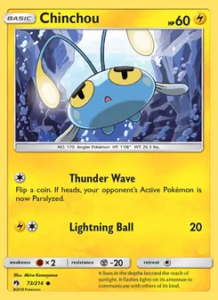 Chinchou 73/214, carta de Pokémon de Truenos Perdidos