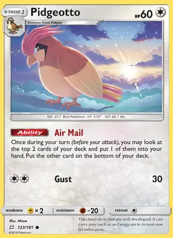 Pidgeotto 123/181, carta de Pokémon de Union de Aliados