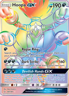 Hoopa GX 187/181, carta de Pokémon de Union de Aliados