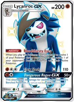 Lycanroc-GX SV66, carta de Pokémon de Destinos Ocultos Tesoro Brillante