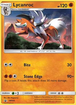 Lycanroc SM105, carta de Pokémon de SL Cartas de promoción