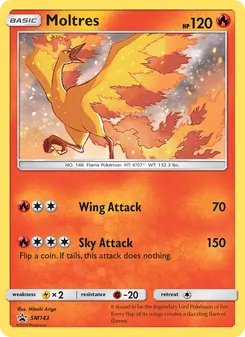 Moltres SM143, carta de Pokémon de SL Cartas de promoción