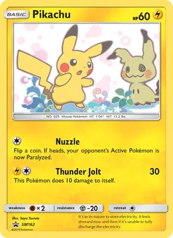 Pikachu SM162, carta de Pokémon de SL Cartas de promoción