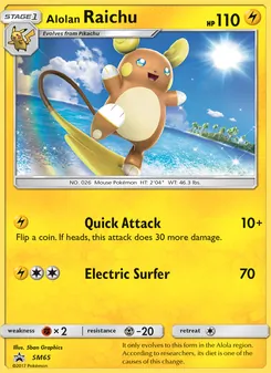 Raichu de Alola SM65, carta de Pokémon de SL Cartas de promoción