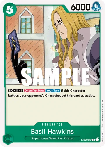 Basil Hawkins ST02-010, carta de One Piece de Worst Generation