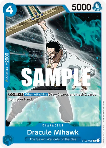 Dracule Mihawk ST03-005, carta de One Piece de The Seven Warlords of the Sea