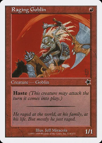 Raging Goblin 114, carta de Magic: The Gathering de Starter 1999