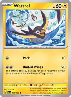Wattrel 080/193, carta de Pokémon de Evoluciones en Paldea