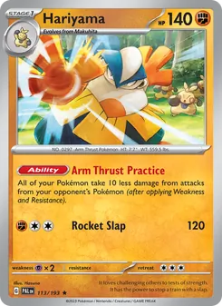 Hariyama 113/193, carta de Pokémon de Evoluciones en Paldea