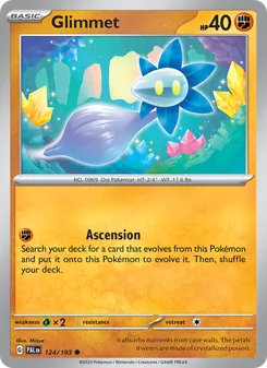 Glimmet 124/193, carta de Pokémon de Evoluciones en Paldea