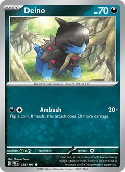 Deino 138/193, carta de Pokémon de Evoluciones en Paldea