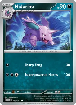 Nidorino 033/165, carta de Pokémon de 151