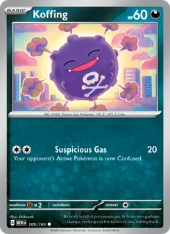 Koffing 109/165, carta de Pokémon de 151