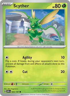 Scyther 004/197, carta de Pokémon de Llamas Obsidianas