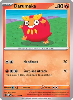 Darumaka 034/197, carta de Pokémon de Llamas Obsidianas