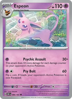 Espeon 086/197, carta de Pokémon de Llamas Obsidianas