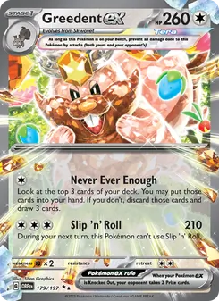 Greedent ex 179/197, carta de Pokémon de Llamas Obsidianas