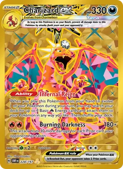Charizard ex 228/197, carta de Pokémon de Llamas Obsidianas