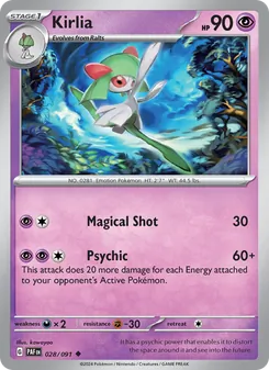 Kirlia 028/091, carta de Pokémon de Destinos de Paldea