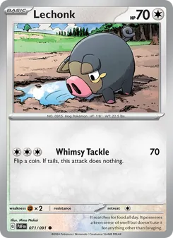 Lechonk 071/091, carta de Pokémon de Destinos de Paldea
