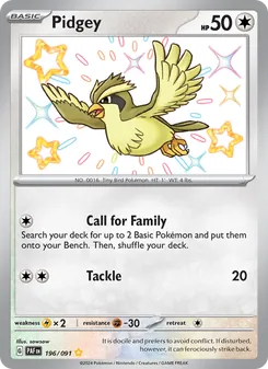 Pidgey 196/091, carta de Pokémon de Destinos de Paldea