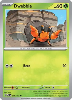 Dwebble 006/182, carta de Pokémon de Brecha Paradójica