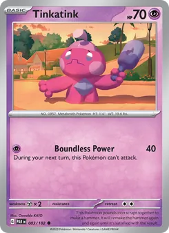 Tinkatink 083/182, carta de Pokémon de Brecha Paradójica