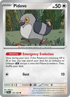 Pidove 133/162, carta de Pokémon de Fuerzas Temporales