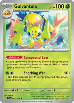 Galvantula 002/064, carta de Pokémon de Fabula Sombría