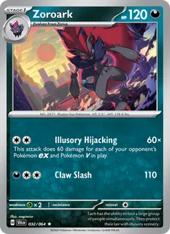 Zoroark 032/064, carta de Pokémon de Fabula Sombría