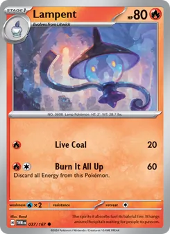 Lampent 037/167, carta de Pokémon de Mascarada Crepuscular