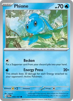 Phione 055/167, carta de Pokémon de Mascarada Crepuscular