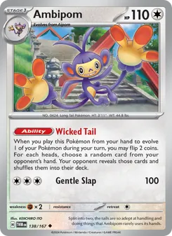 Ambipom 138/167, carta de Pokémon de Mascarada Crepuscular
