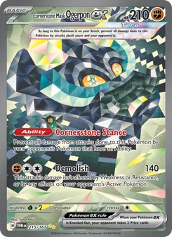 Ogerpon Máscara Cimiento ex 215/167, carta de Pokémon de Mascarada Crepuscular