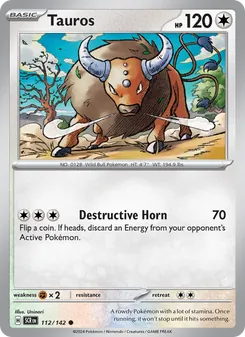 Tauros 112/142, carta de Pokémon de Corona Astral