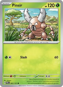 Pinsir 003/131, carta de Pokémon de Evoluciones Prismáticas