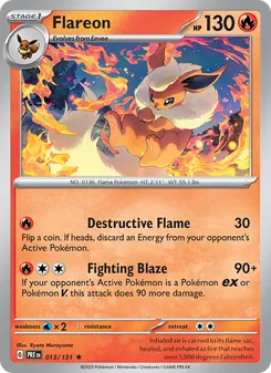 Flareon 013/131, carta de Pokémon de Evoluciones Prismáticas