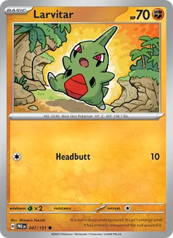Larvitar 047/131, carta de Pokémon de Evoluciones Prismáticas